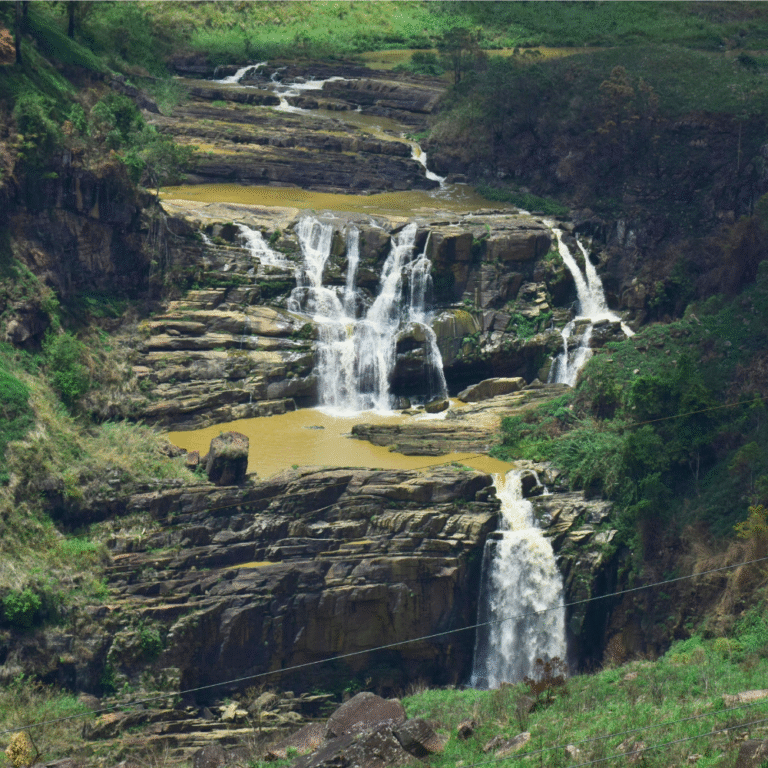 Famous St. Clair Falls located in the Nuwara Eliya district