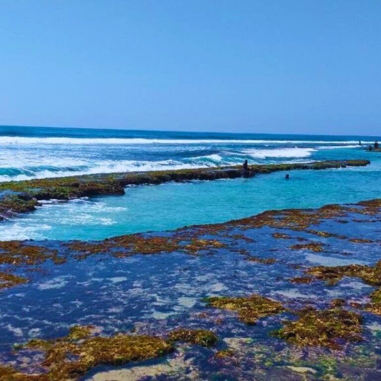 Peaceful morning at Thalpe Beach Sri Lanka with empty shoreline