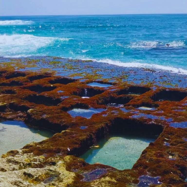 Thalpe Beach in Sri Lanka with natural coral pools and turquoise ocean