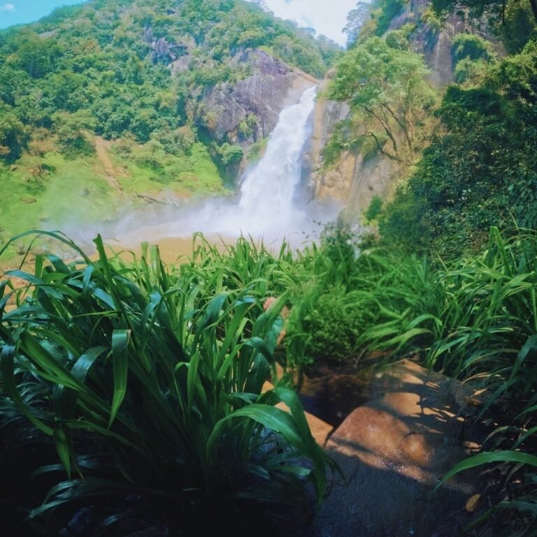Serene atmosphere at Dunhinda waterfall destination in Sri Lanka