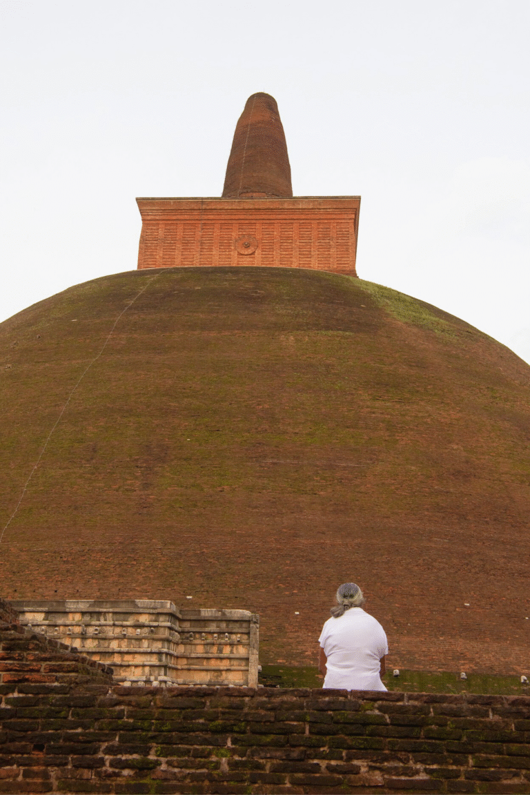 tourists visiting Abhayagiri Stupa in Sri Lanka
