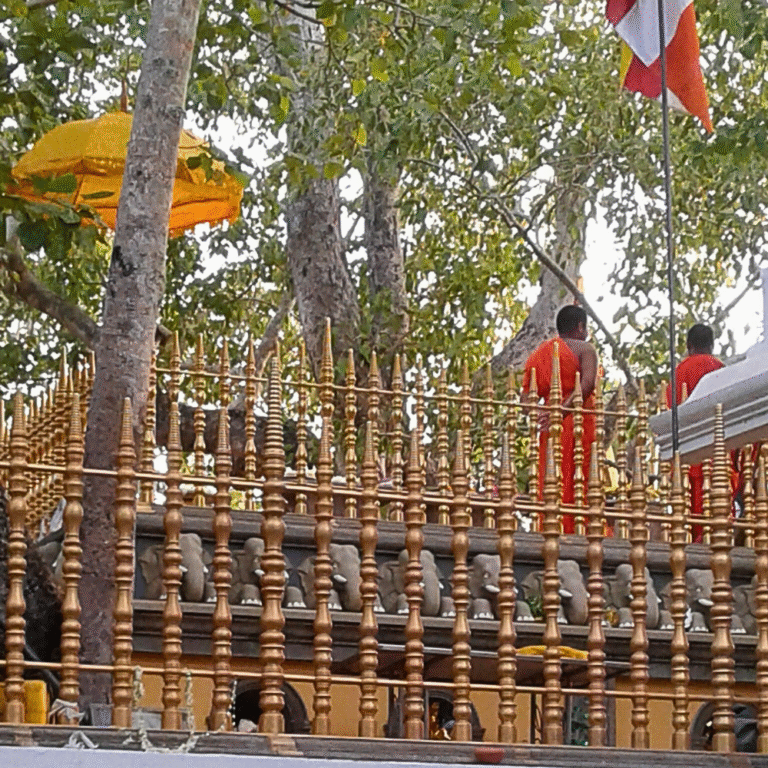 Golden fence around Sri Maha Bodhi tree