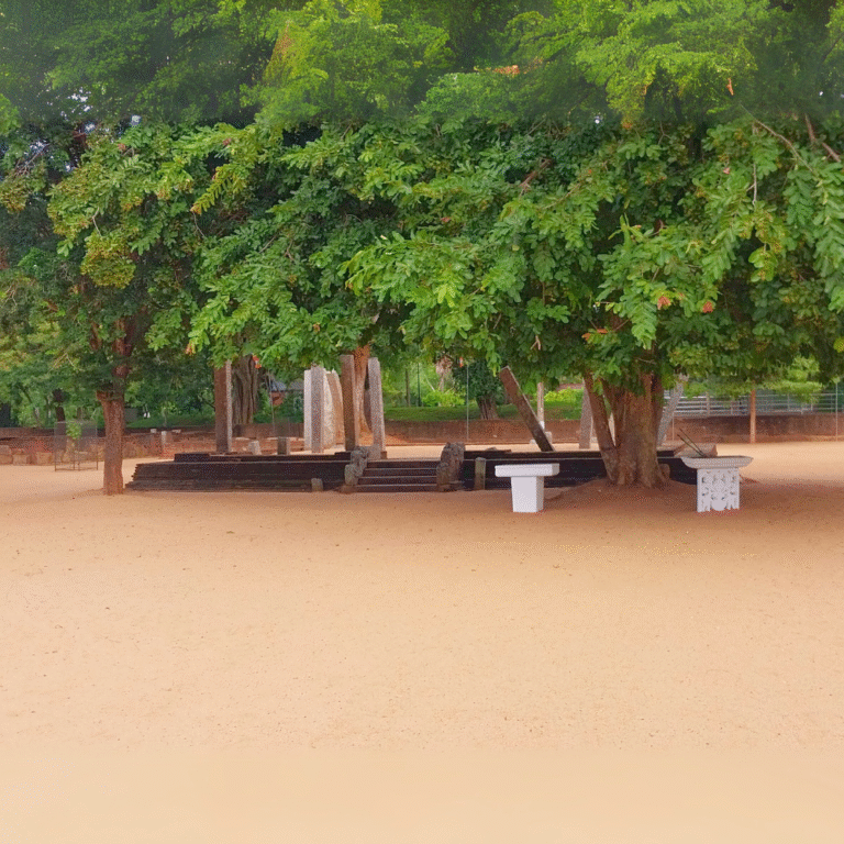 Historic Lankaramaya monument surrounded by trees