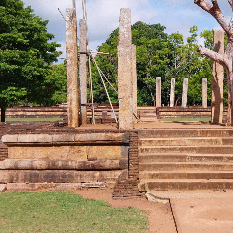 Close view of Rathna Prasadaya sacred monastery remains