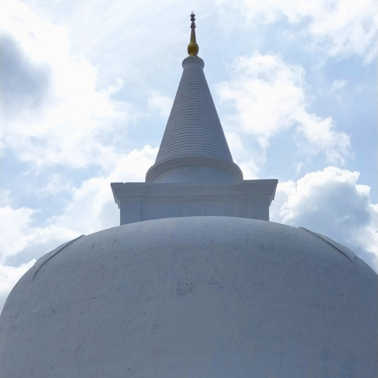 White stupa of Lankaramaya in sacred city of Anuradhapura