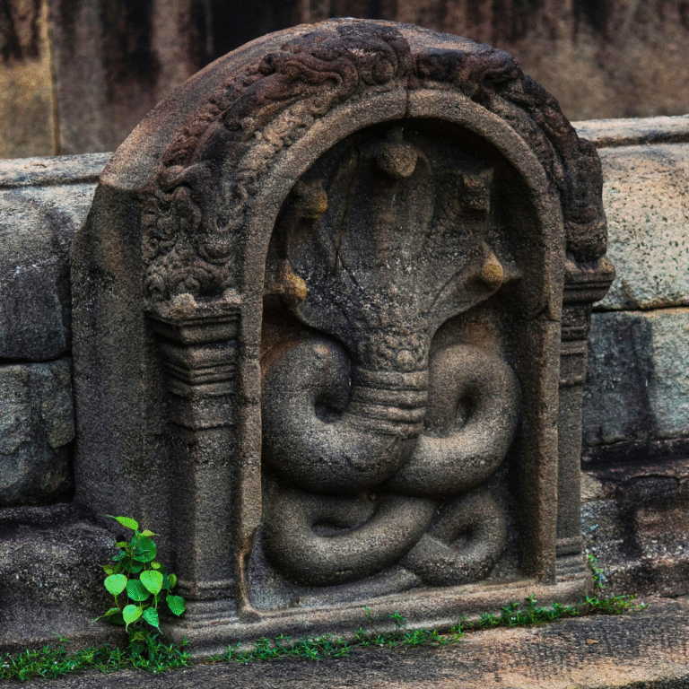 Ancient stone carvings at Kuttam Pokuna in Polonnaruwa