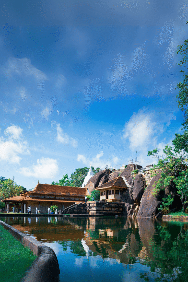 Lotus pond at Isurumuniya temple Anuradhapura