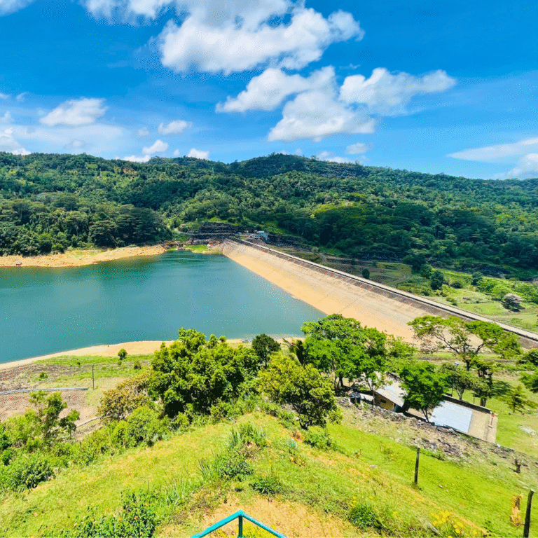 Beautiful lake created by Kothmale Dam in Sri Lanka