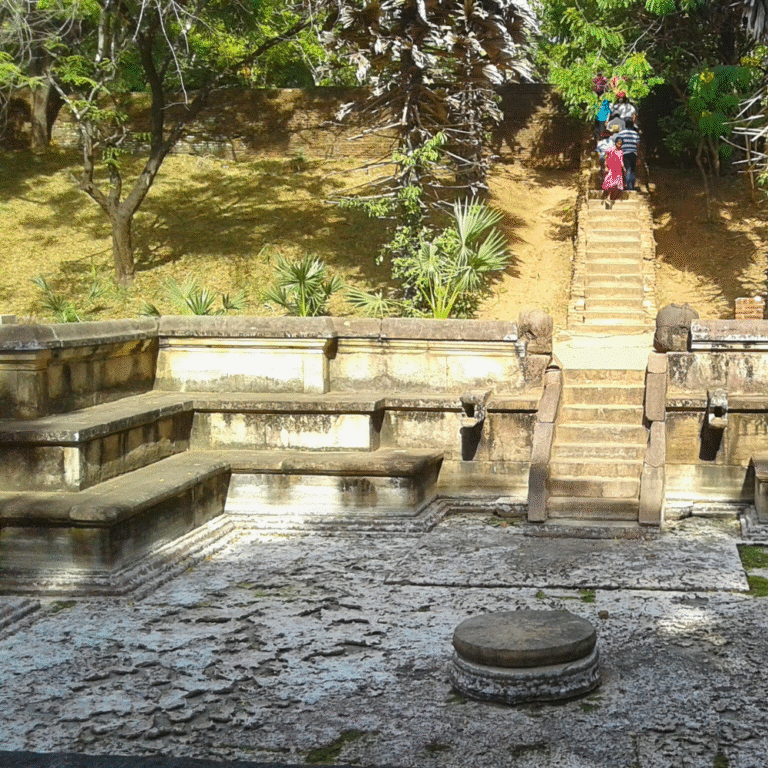 Heritage stone bath at Kumara Pokuna archaeological site