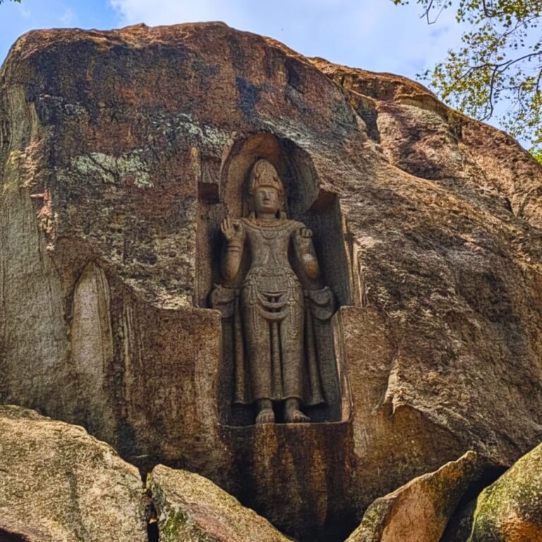 Historic Kushtarajagala stone sculpture in southern Sri Lanka