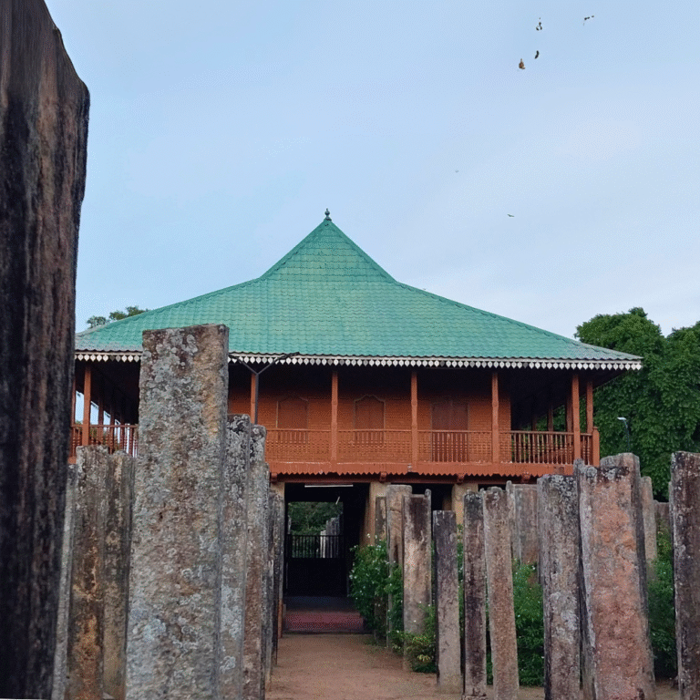 Historical Brazen Palace pillars at Lowamahapaya site