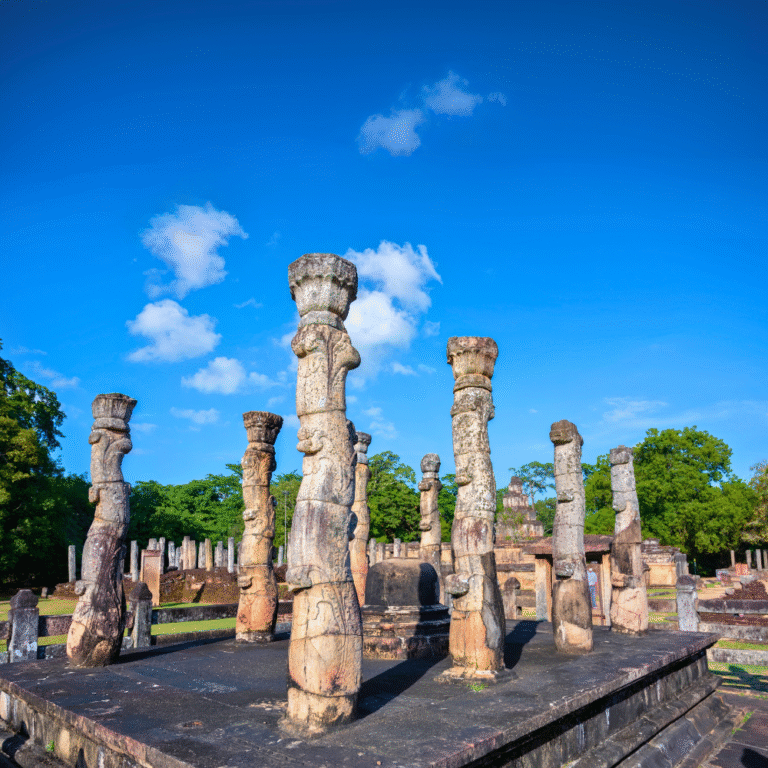 Architectural details of Nissanka Latha Mandapaya stone pillars