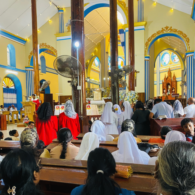 Pilgrims gathered at the Shrine of Our Lady of Madhu