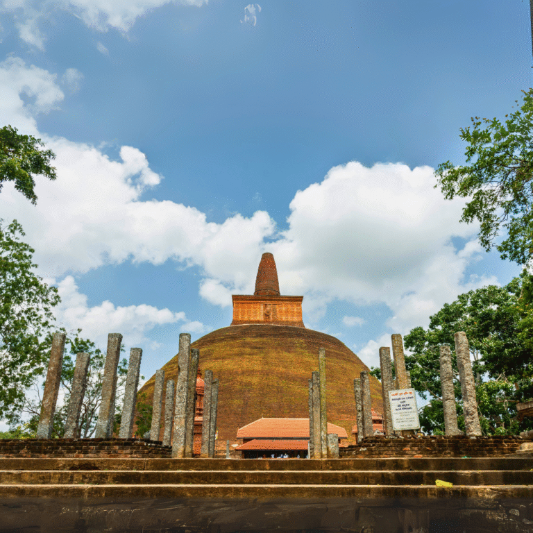 historic Abhayagiri Stupa surrounded by greenery