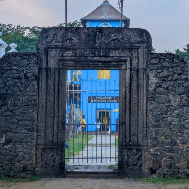 Historic Sri Vishnu Devalaya surrounded by scenic landscape