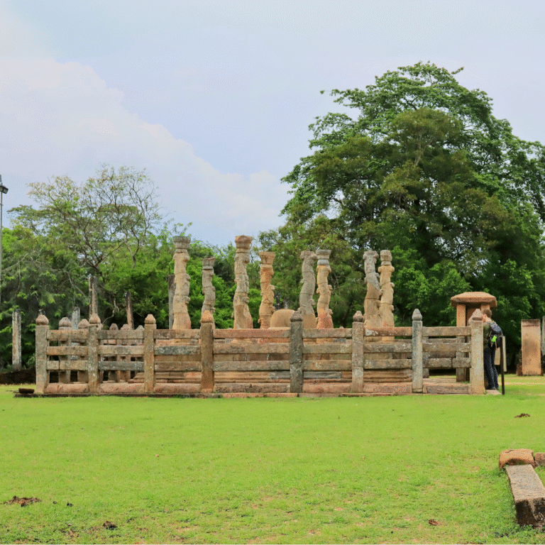 Historical stone pillars of Nissanka Latha Mandapaya Sri Lanka