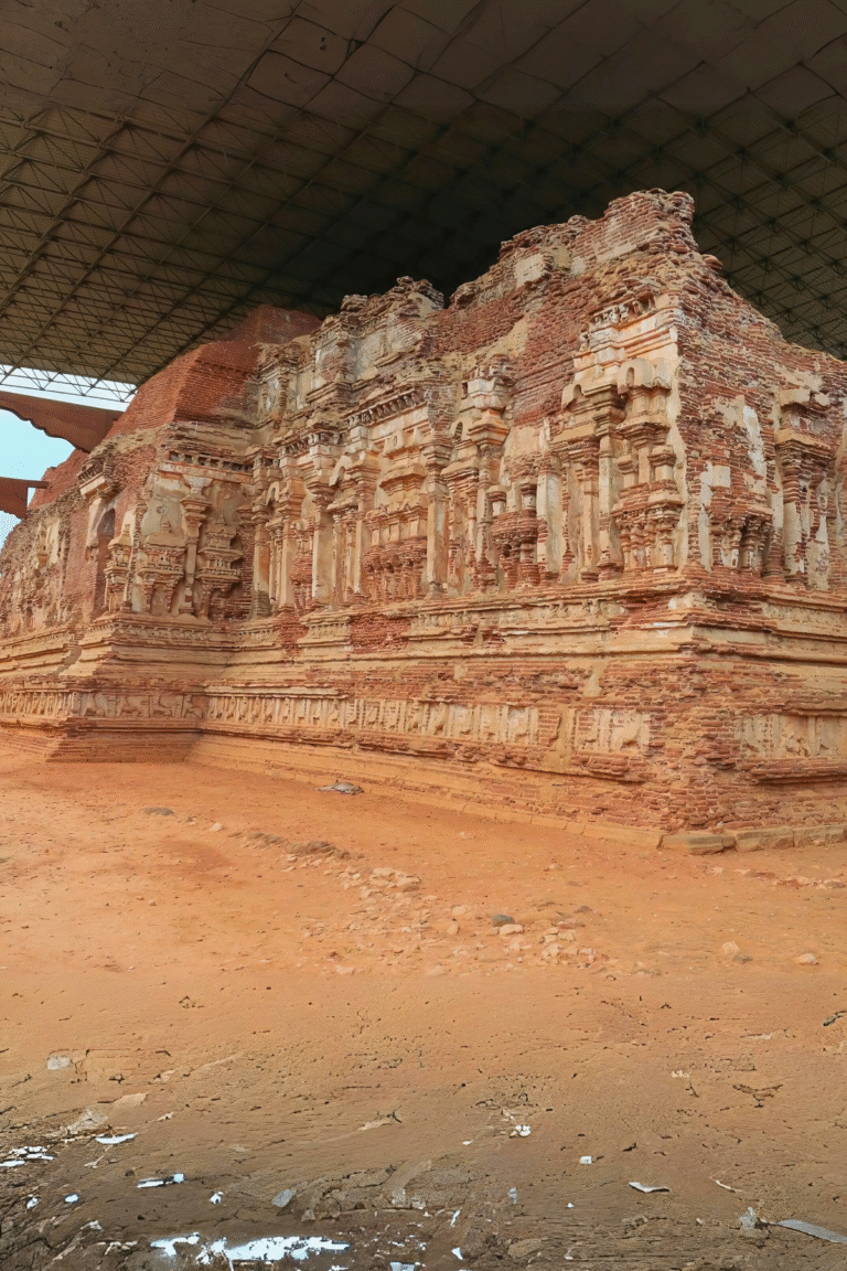 Historical ruins of Thivanka Pilimageya surrounded by greenery