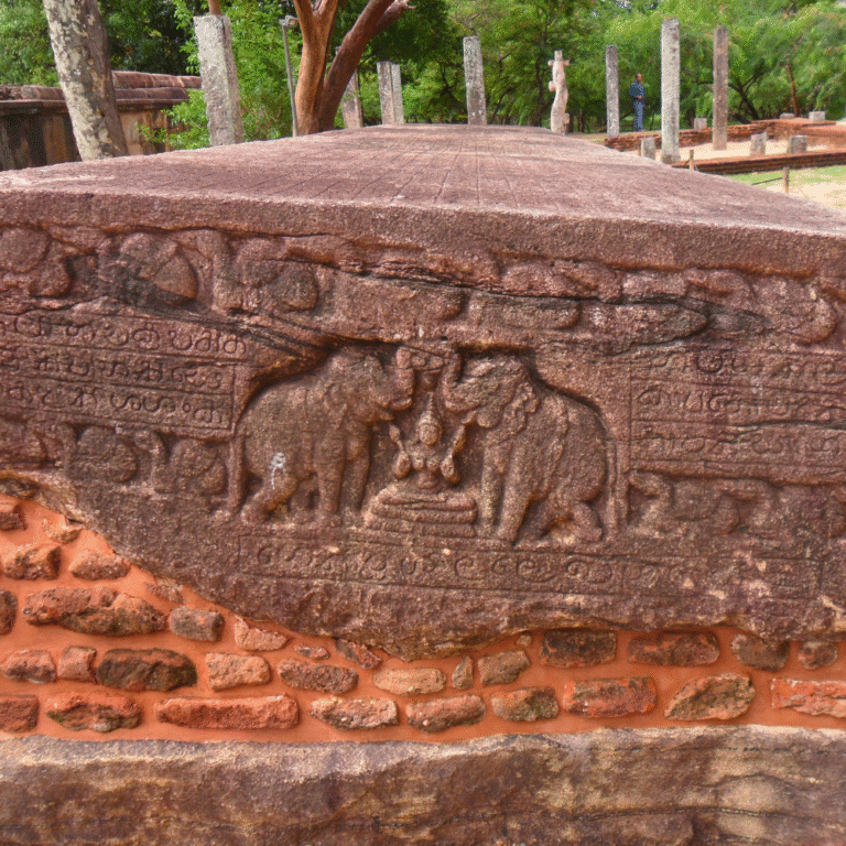 Ancient stone book Gal Potha at Polonnaruwa historical site