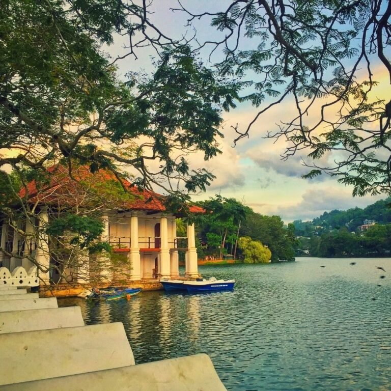 Traditional Sri Lankan architecture near Kandy Lake