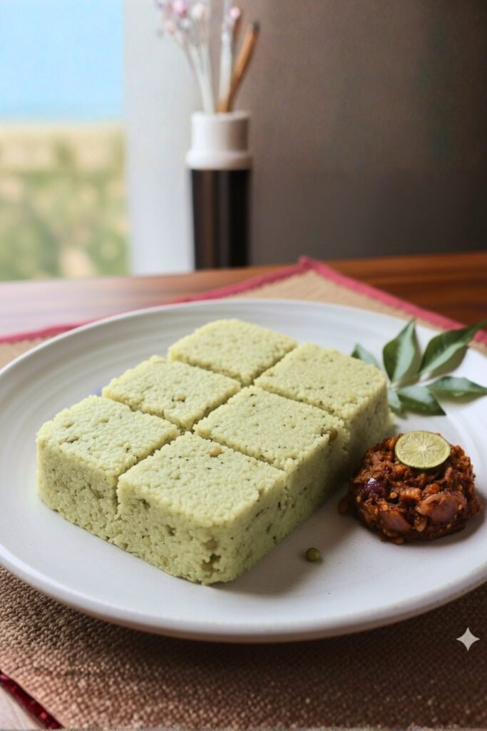 Traditional Sri Lankan mun kiribath made with mung beans and coconut milk