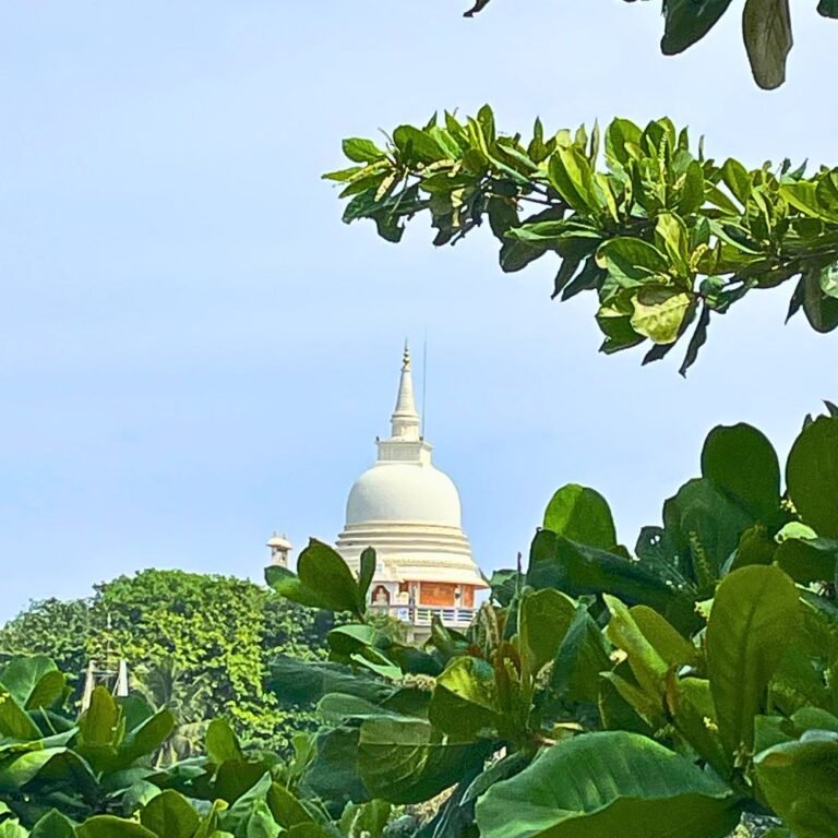 Famous Paravi Duwa island landmark along the southern coast of Sri Lanka