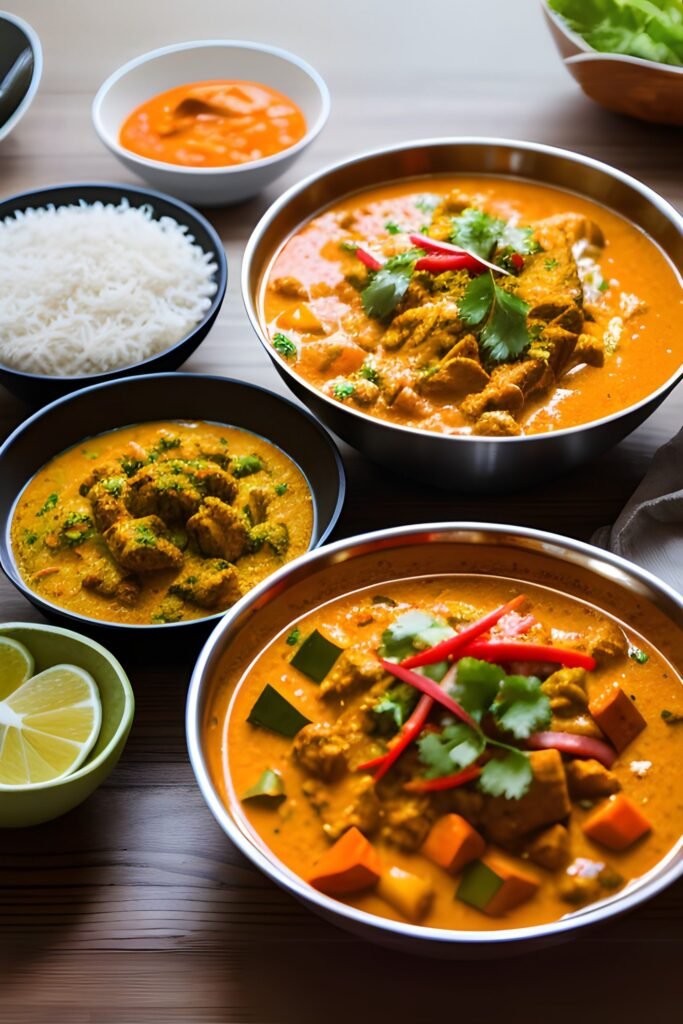Rice and curry platter from Sri Lanka with traditional spices