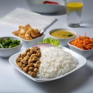 Authentic Sri Lanka rice and curry with dhal and vegetables