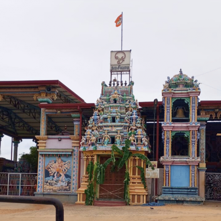 Sri Thirukoneswaram Temple architecture with sky backdrop