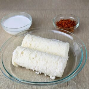 Authentic Sri Lankan breakfast featuring pittu and lunu miris