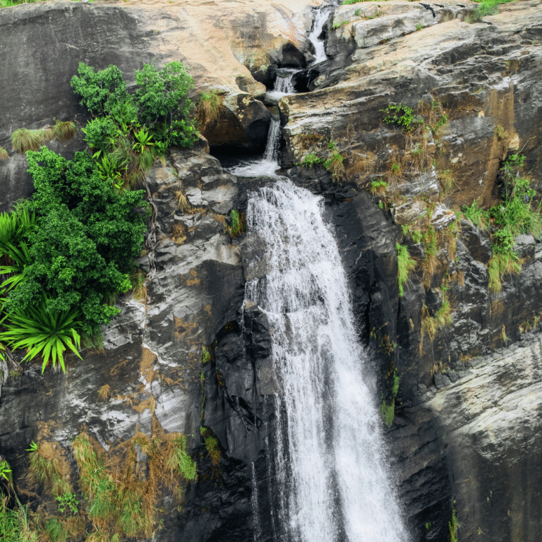 Aerial view of Uda Diyaluma waterfall in Sri Lanka