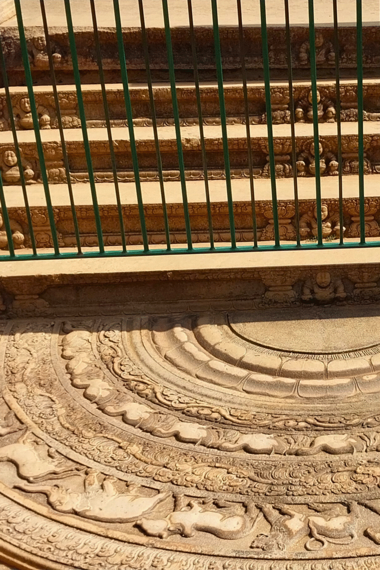 close-up of Anuradhapura moonstone patterns