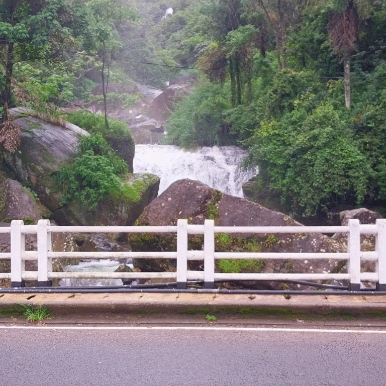 Famous waterfall Center Ramboda Falls Sri Lanka