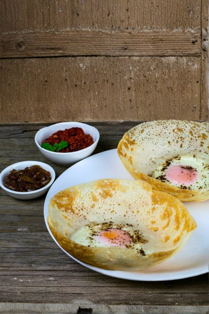 Crispy Sri Lankan hopper served for breakfast or dinner