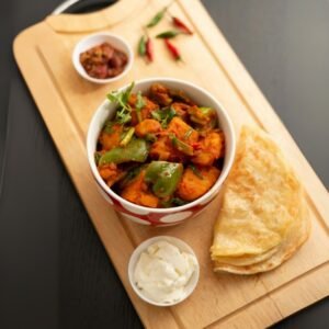 Parata and curry breakfast in Sri Lanka