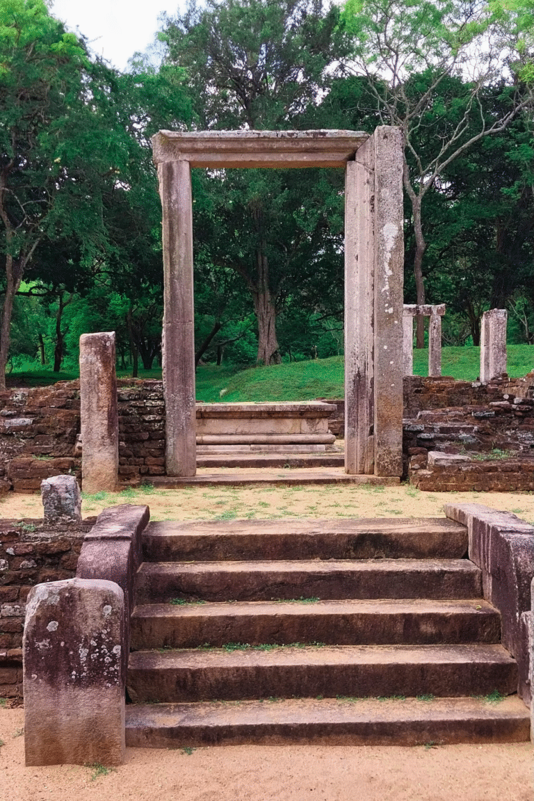 Temple surroundings with traditional decorations