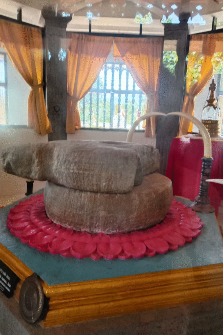 Ancient temple pillars and carvings at Delgamuwa Raja Maha Vihara