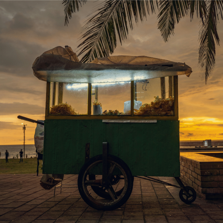 vibrant street food vendors at galle face green colombo