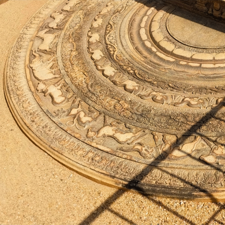 historical moonstone site in Anuradhapura