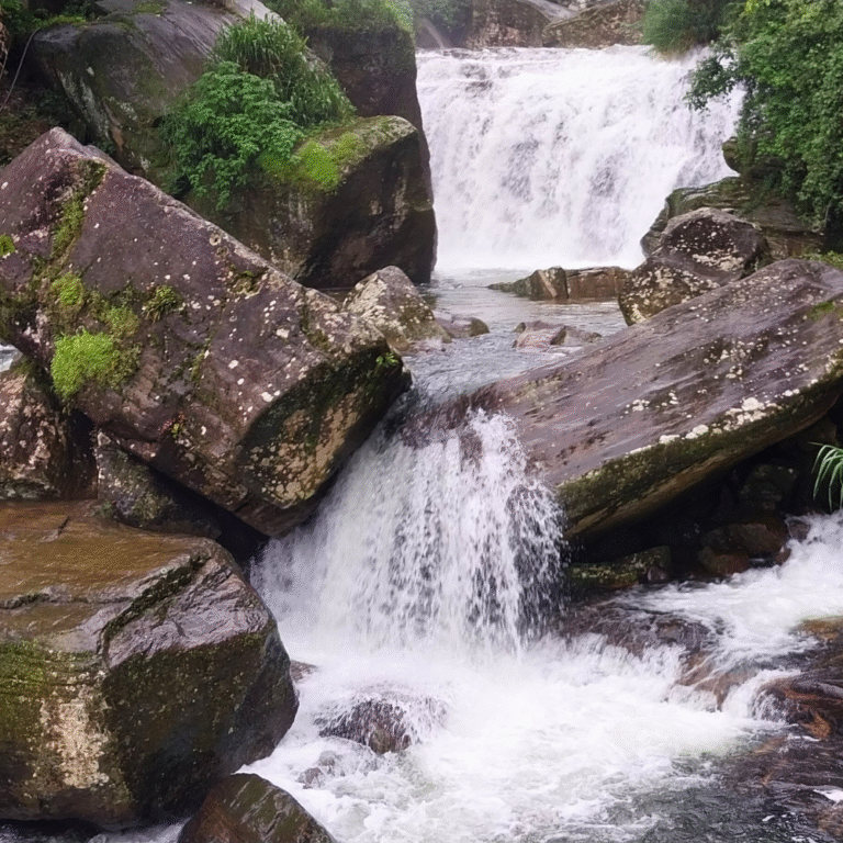 Scenic view of Center Ramboda Falls in Nuwara Eliya