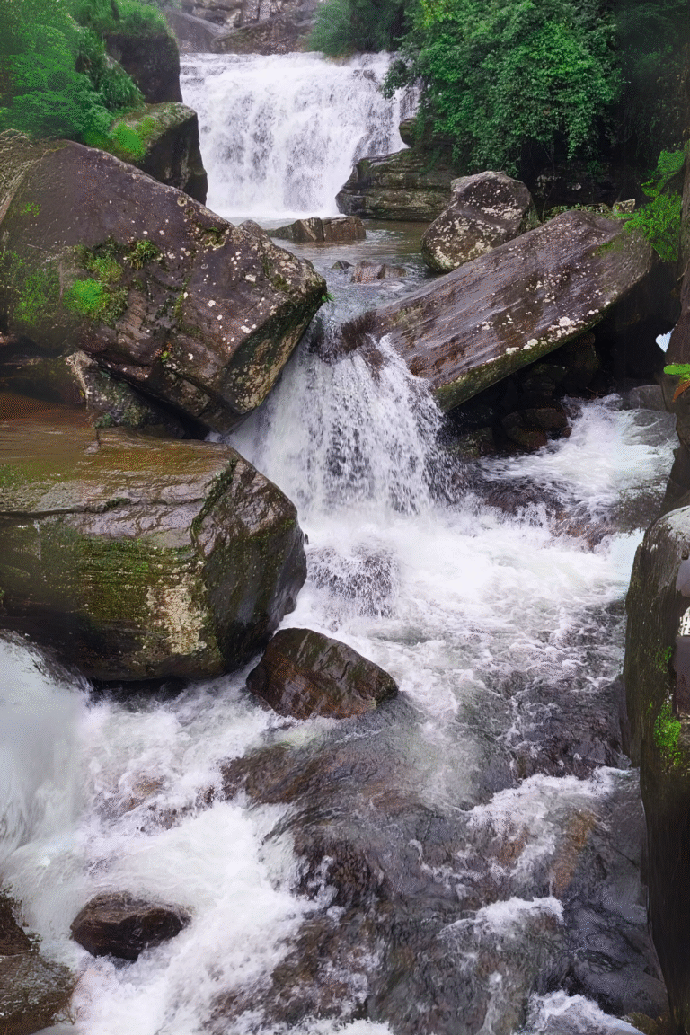 Natural beauty of Center Ramboda Falls in Sri Lanka