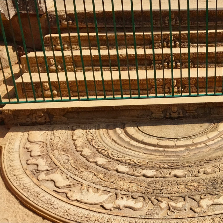 detailed stone artwork of Anuradhapura moonstone