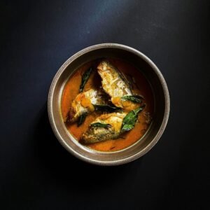 homemade Sri Lankan seafood curry in a bowl