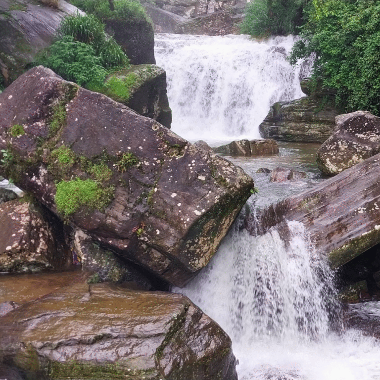 Center Ramboda Falls waterfall in Sri Lanka