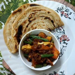 Authentic Sri Lankan parata with side dish