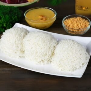 Close up of soft rice flour string hoppers in Sri Lanka