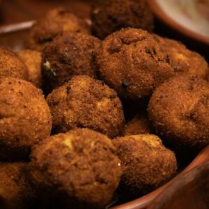 Close-up of crispy chicken cutlet snack in Sri Lanka