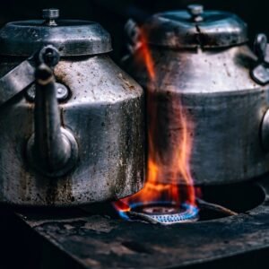 Hot black Ceylon tea in a glass cup in Sri Lanka