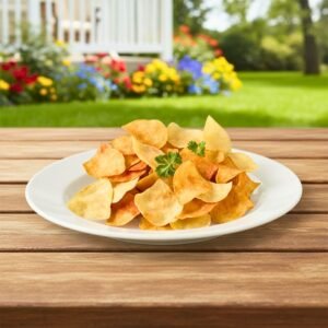 Traditional Sri Lankan cassava chips served as a snack