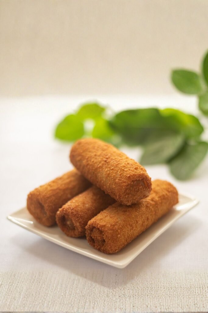 Delicious chicken rolls served on a plate in Sri Lanka