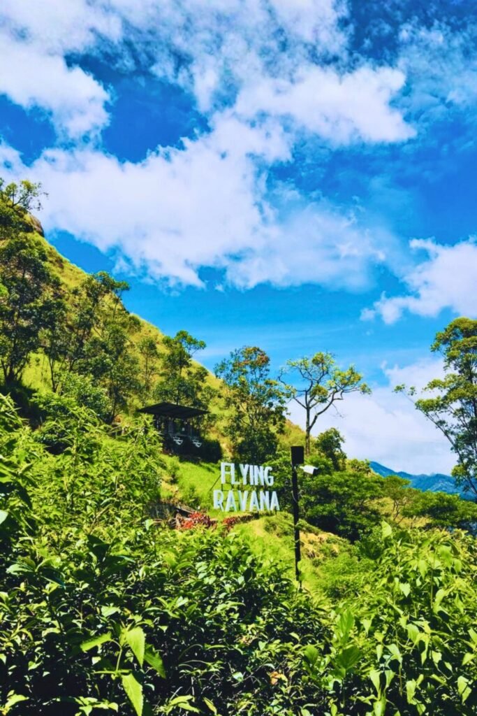 Tourist enjoying the Flying Ravana Mega Zipline in Ella Sri Lanka